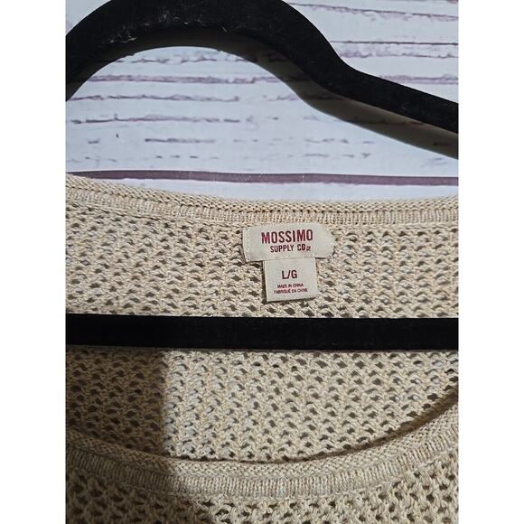 Vtg Y2k Mossimo Supply Co Tan Open Knit Long Sleeve Pullover Sweater Woman Large - Picture 3 of 4